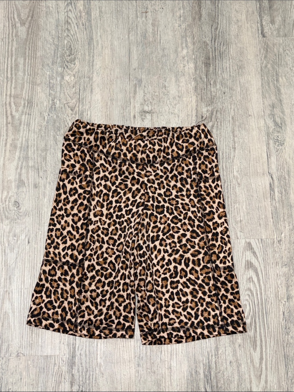 Gilded Intent Leopard Print Bike Shorts in Brown and Black